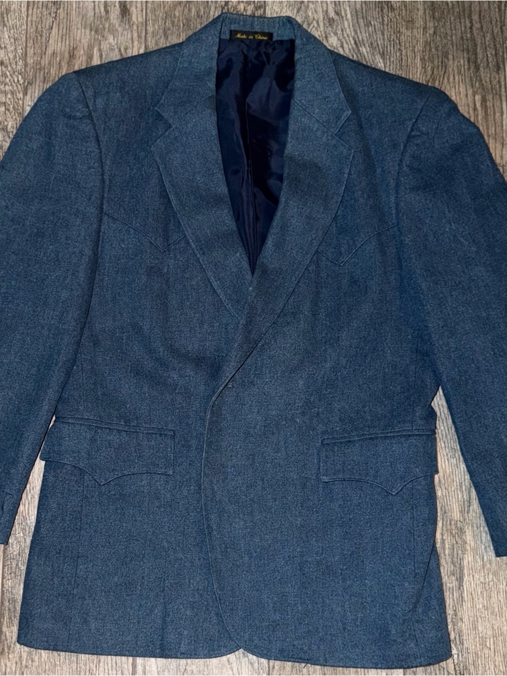 Circle S Western Sport Coat Cowboy Blazer Blue Cotton